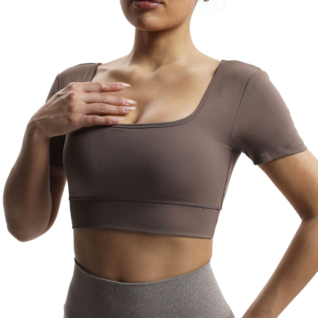 Aoxjox "Nancy"  V-Back Short-sleeved Crop Top