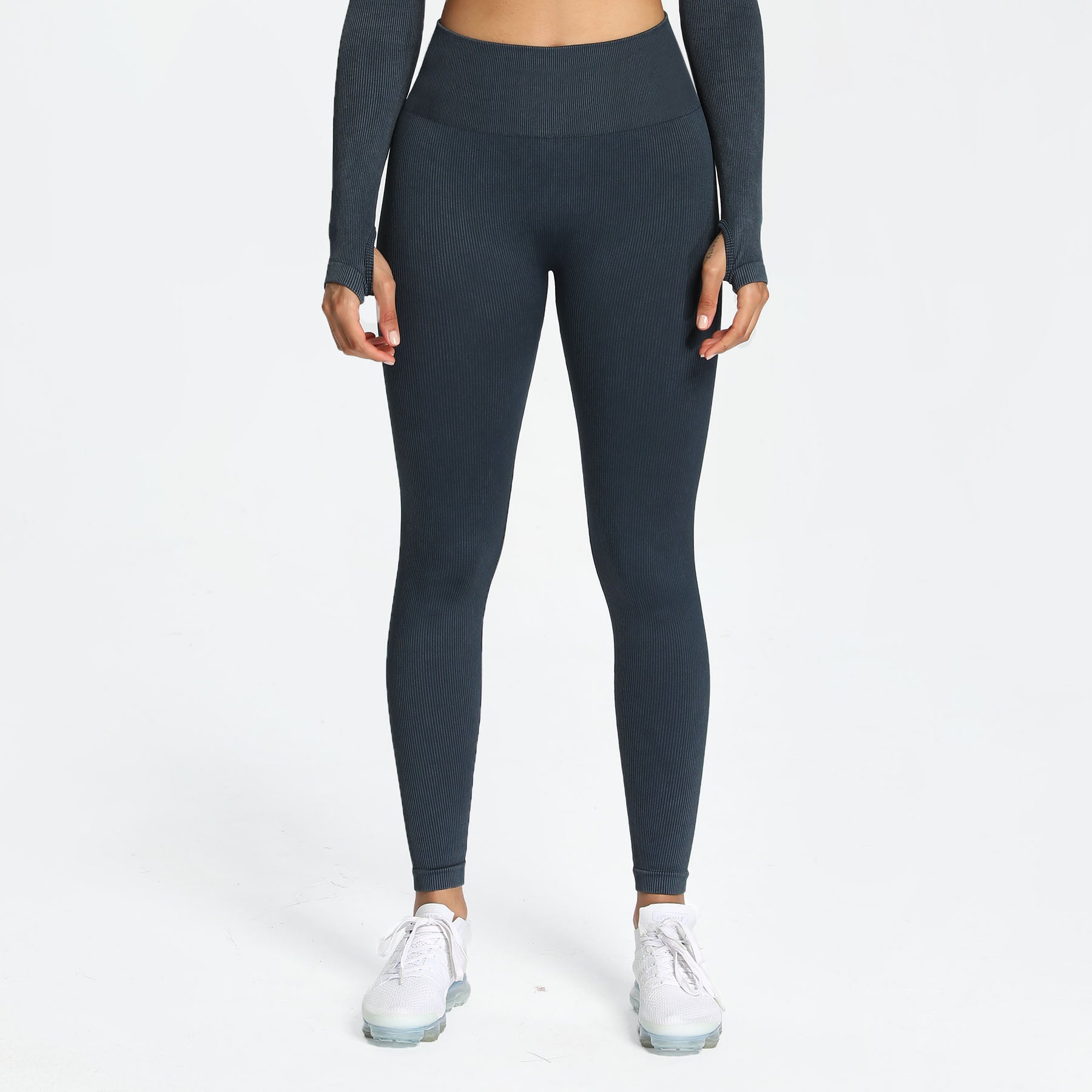 Aoxjox Women's Ribbed Washed Seamless Leggings
