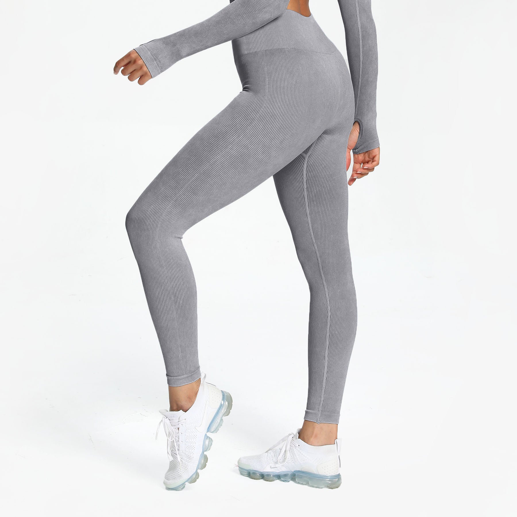 Aoxjox Women's Ribbed Washed Seamless Leggings