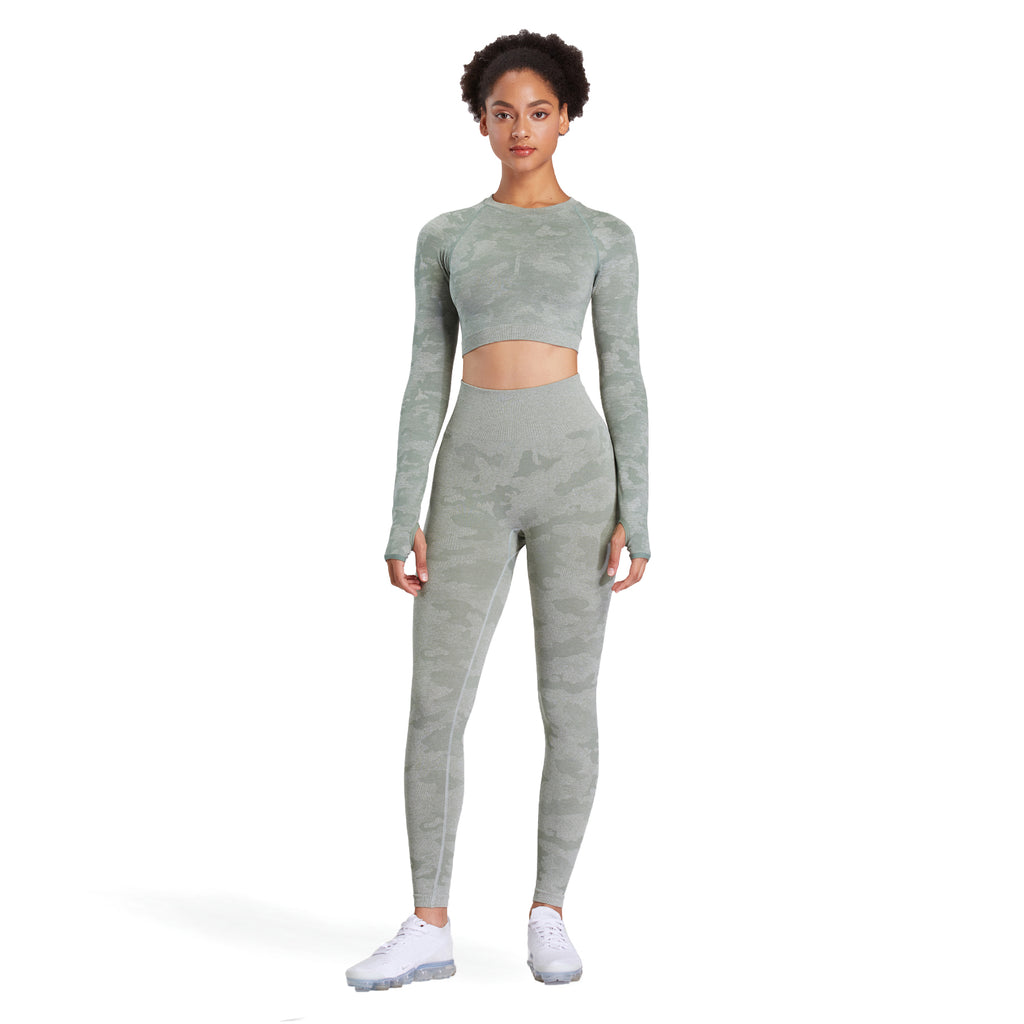 Aoxjox Camo Seamless Long Sleeve Crop