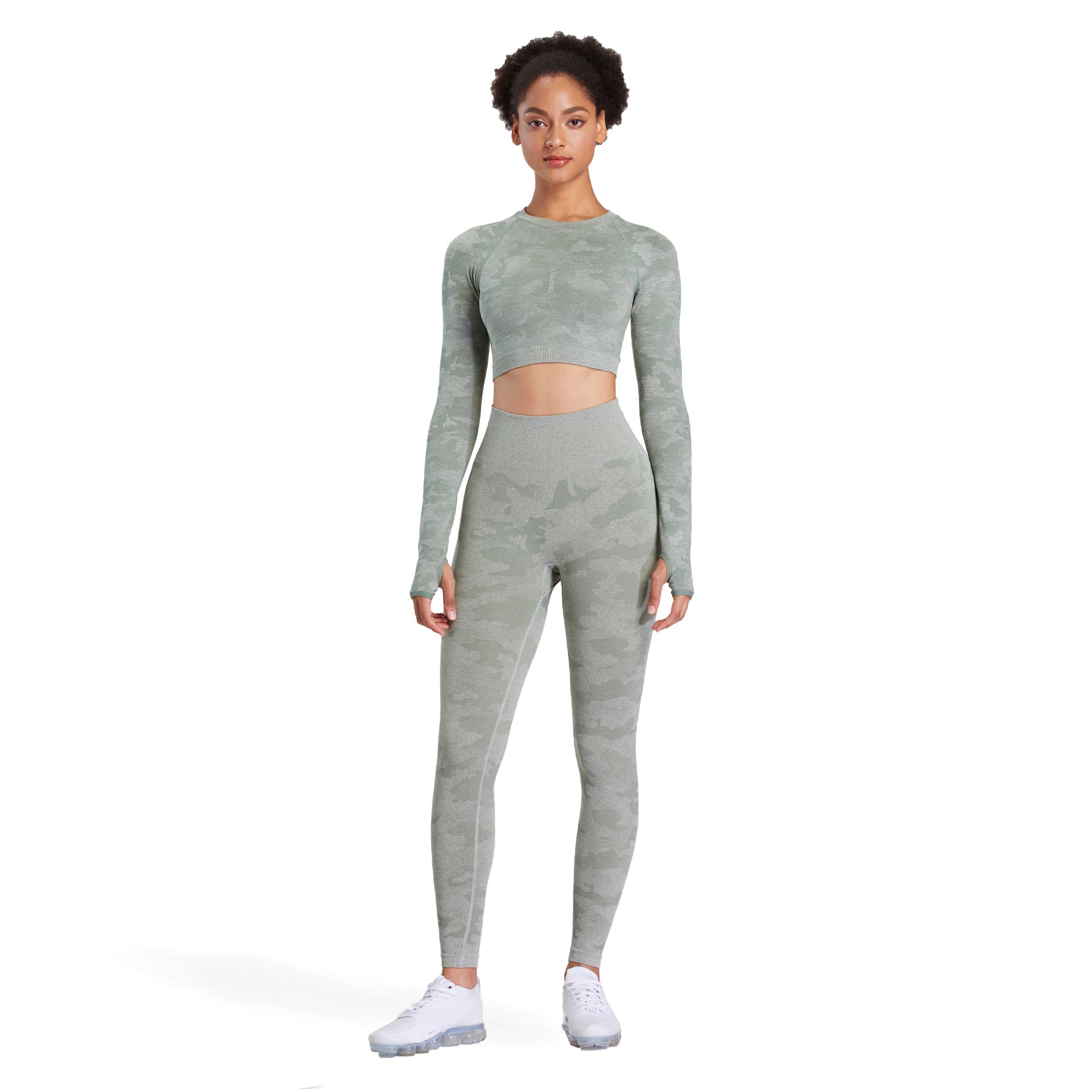 Aoxjox Camo Seamless Long Sleeve Crop