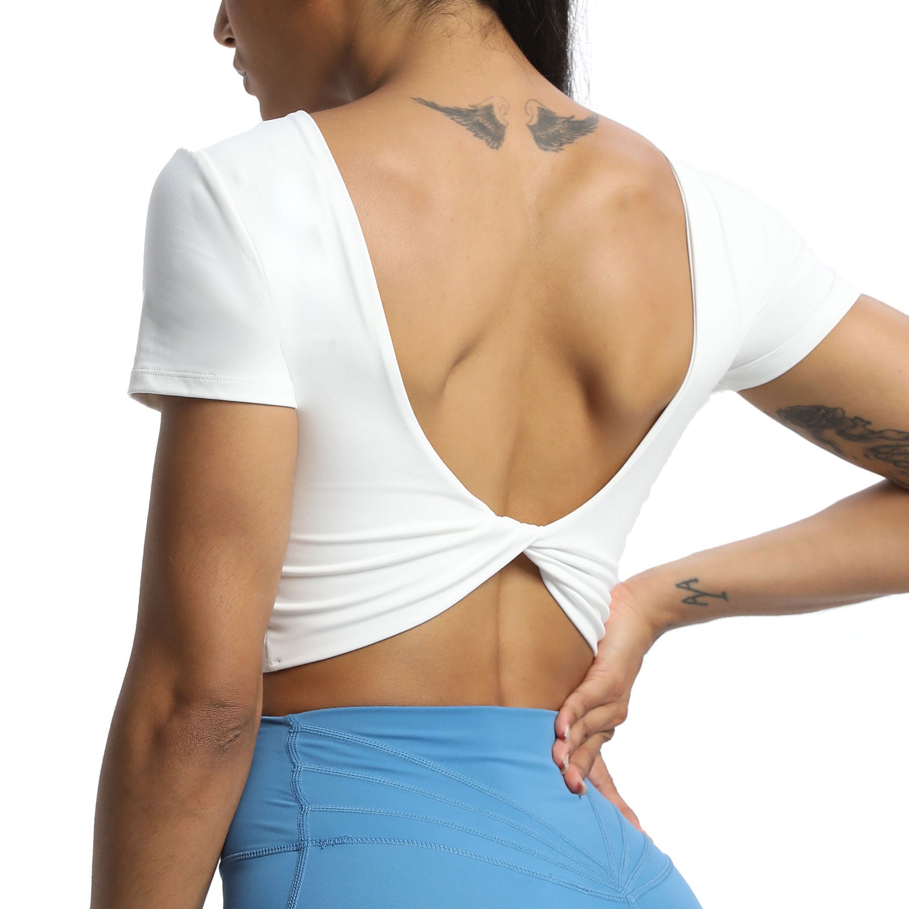Aoxjox "Emma" Short Sleeve Twist Back Top