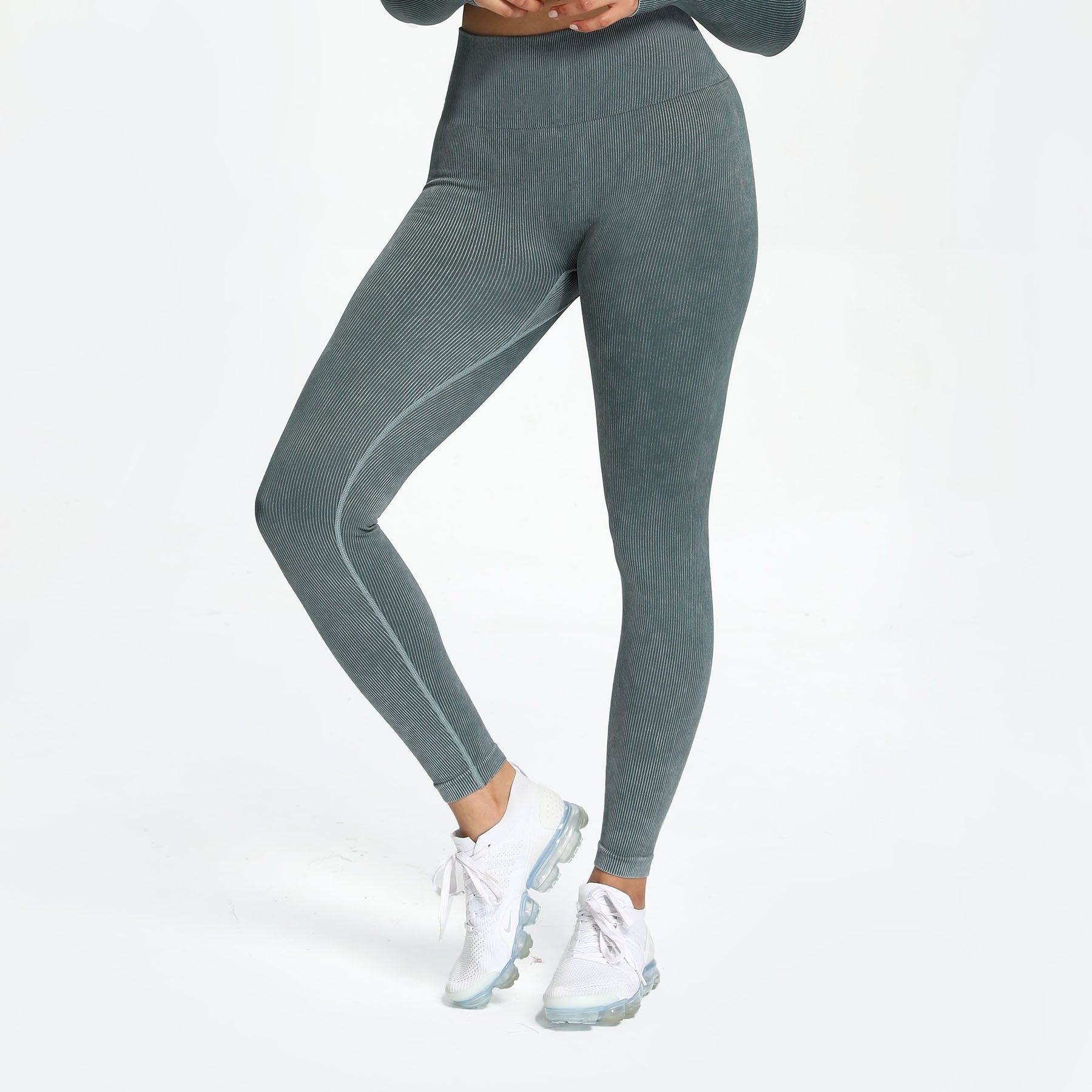 Aoxjox Women's Ribbed Washed Seamless Leggings