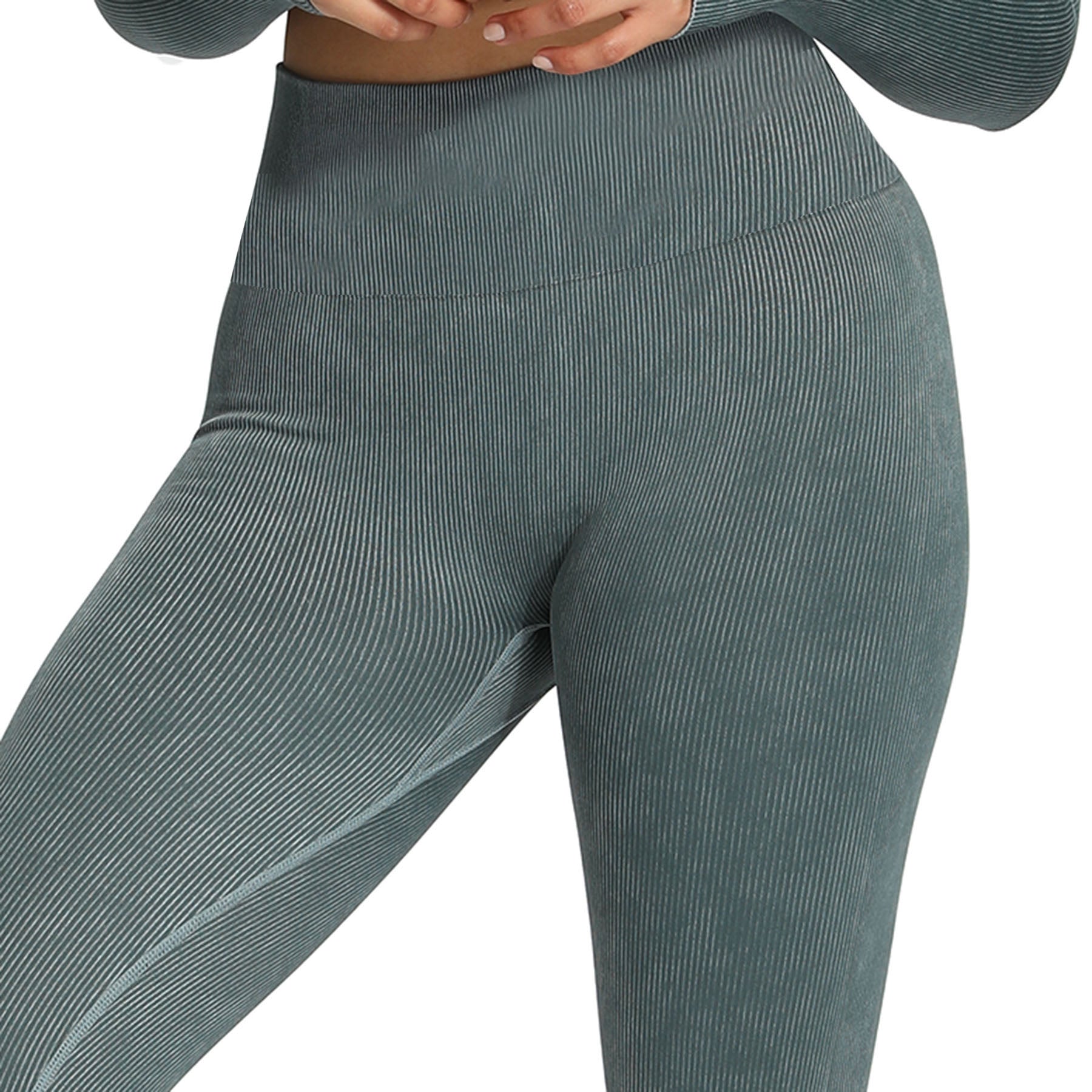 Aoxjox Women's Ribbed Washed Seamless Leggings