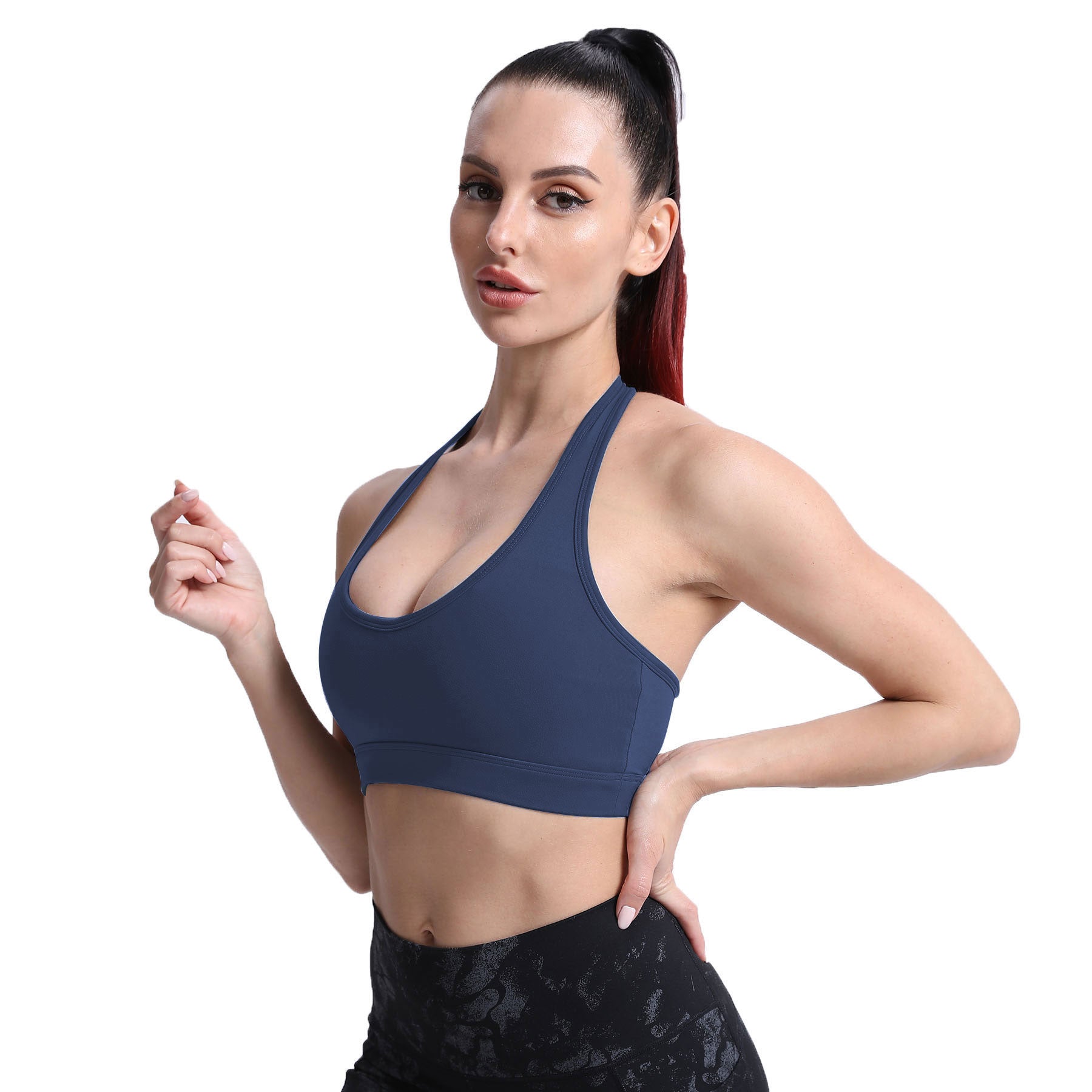Aueoeo Halter Sports Bra, Cute Bralettes for Women Woman's Solid