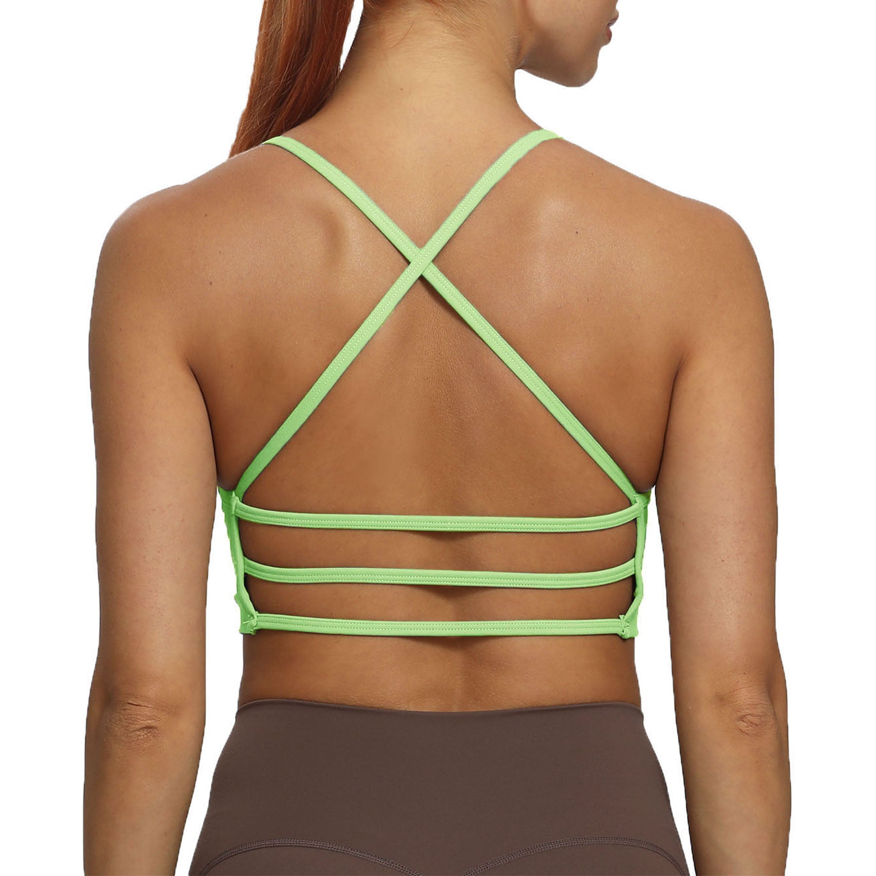 NO EXCUSE FITNESS APPAREL Green Perforated Criss-Cross Back Sports Bra