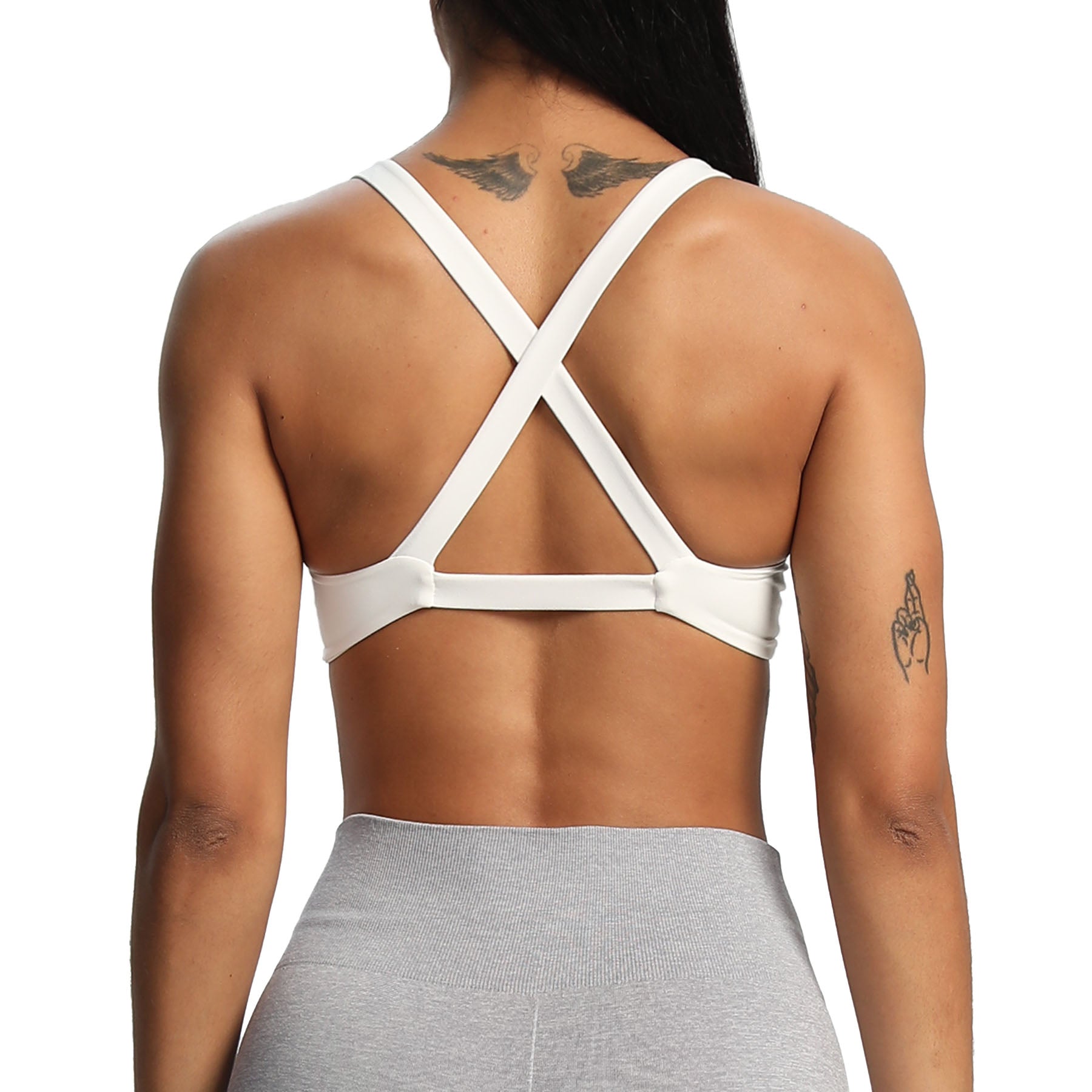 Aoxjox Womens Workout Sports Bras Fitness Backless Padded Satara Low Impact  Bra Yoga Crop Tank Top