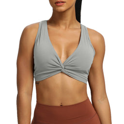 Aoxjox Sports Bras for Women Workout Fitness Ruched Training Baddie Cross  Back Yoga Crop Tank Top
