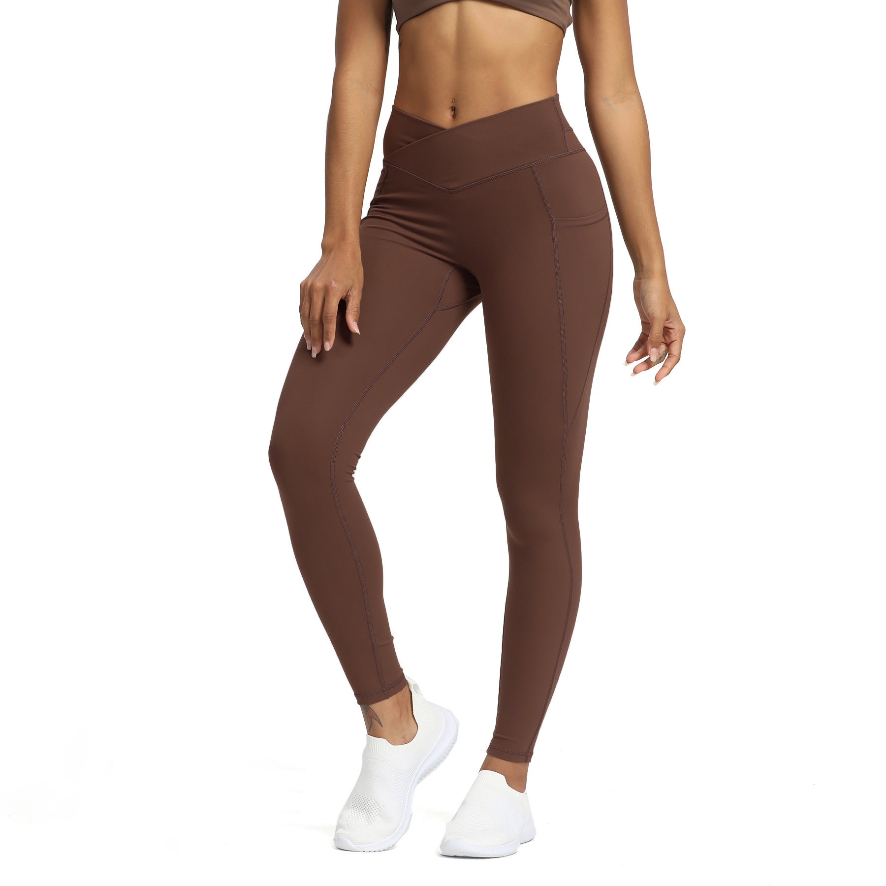 Buy Aoxjox Trinity High Waisted Yoga Pants with Pockets for Women Tummy  Control Cross-Waist Crossover Workout Leggings, A Black (Regular Waistband),  Medium at