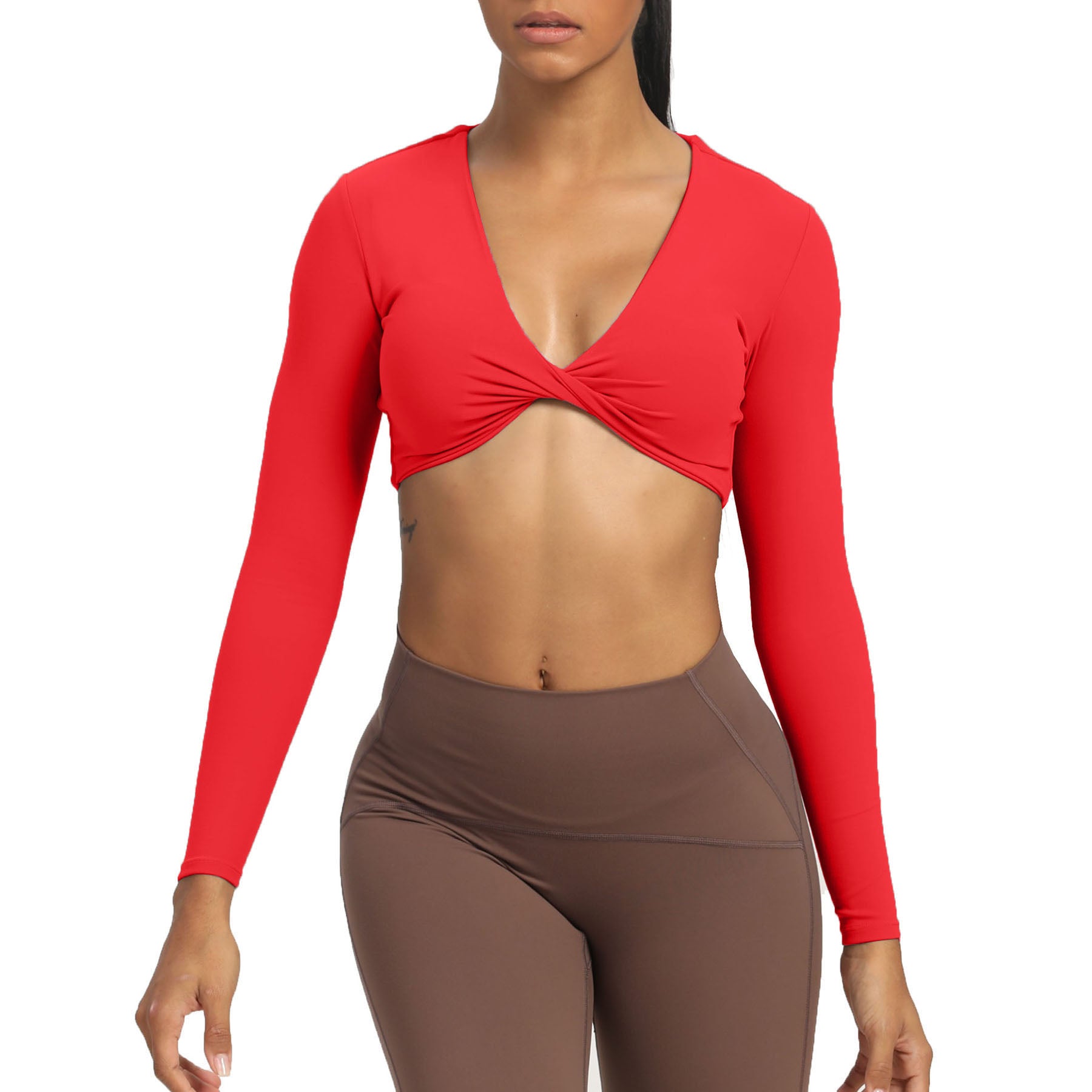 Aoxjox Deep V long-sleeved top