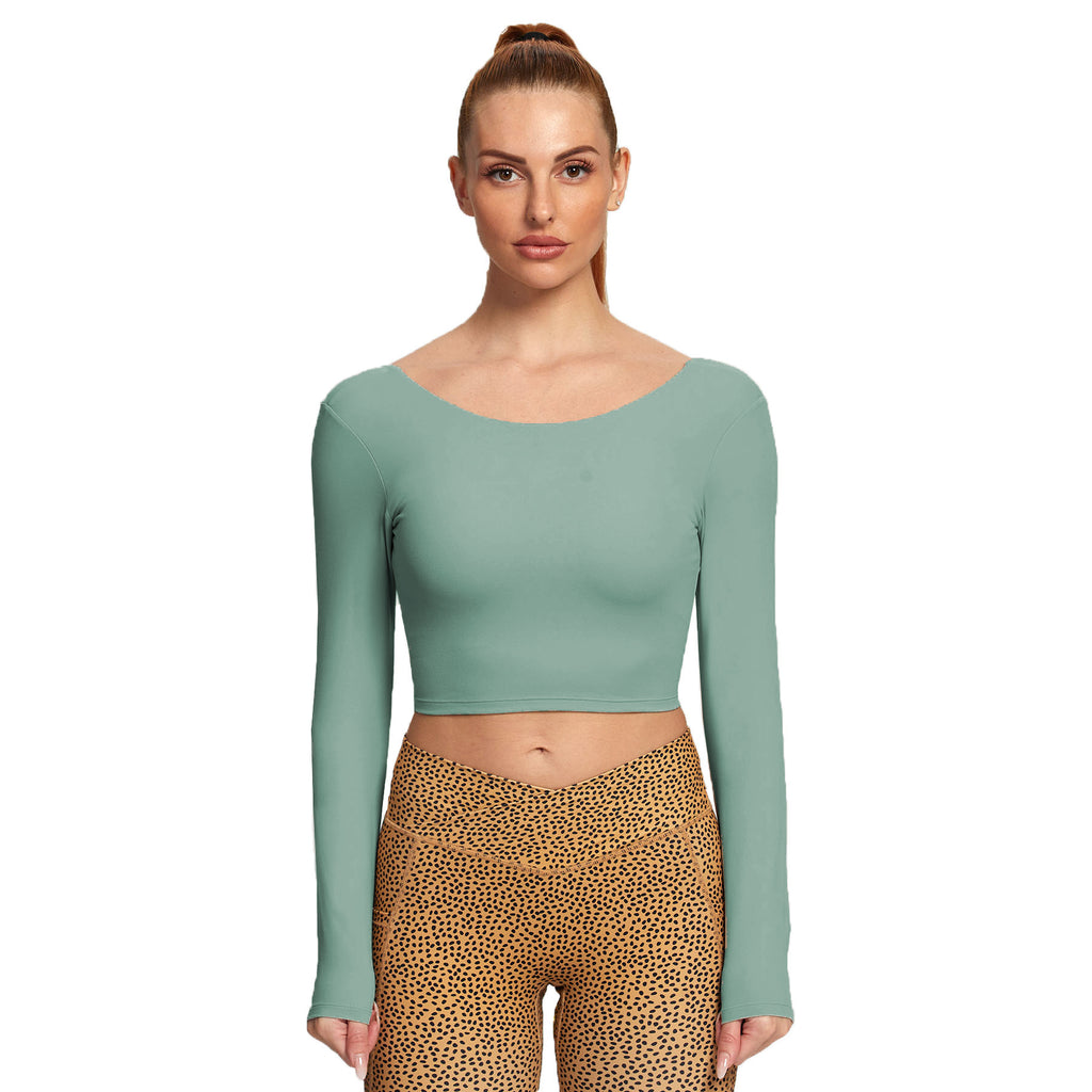 Aoxjox "Emma" Twist Back Long Sleeve Crop