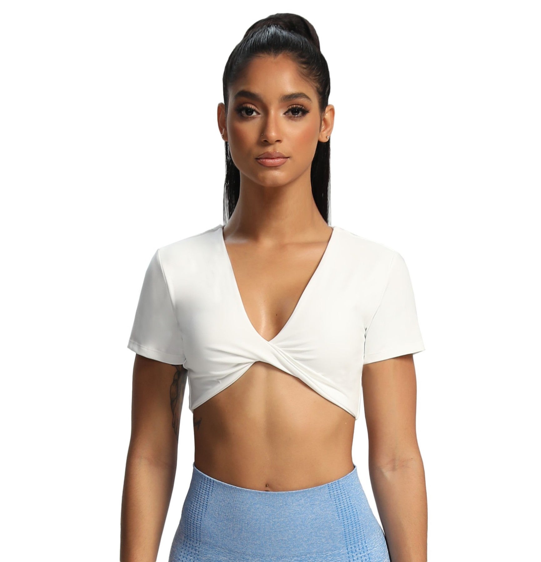 Aoxjox "Deep V Short Sleeve" Crop