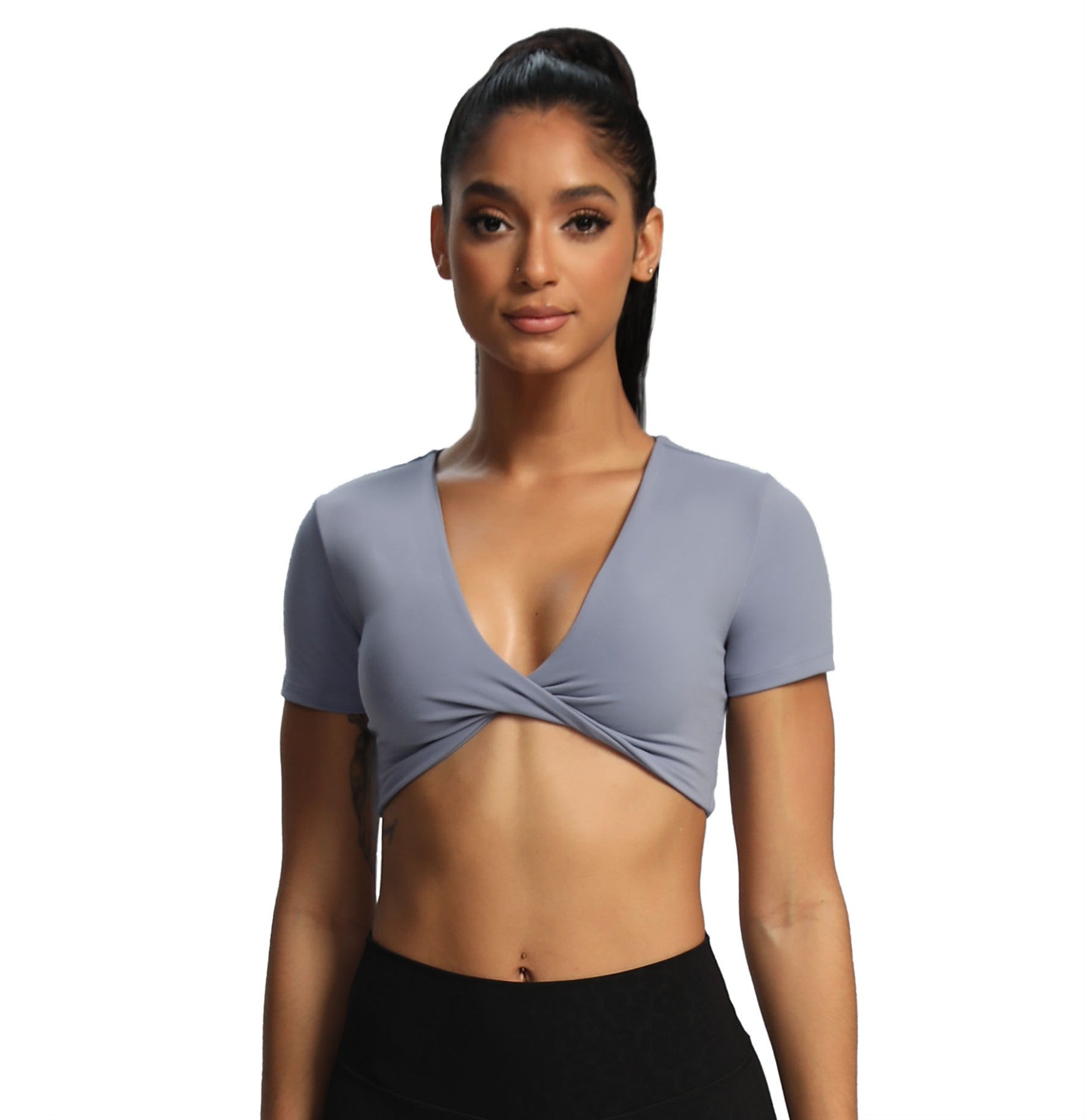 Aoxjox "Deep V Short Sleeve" Crop