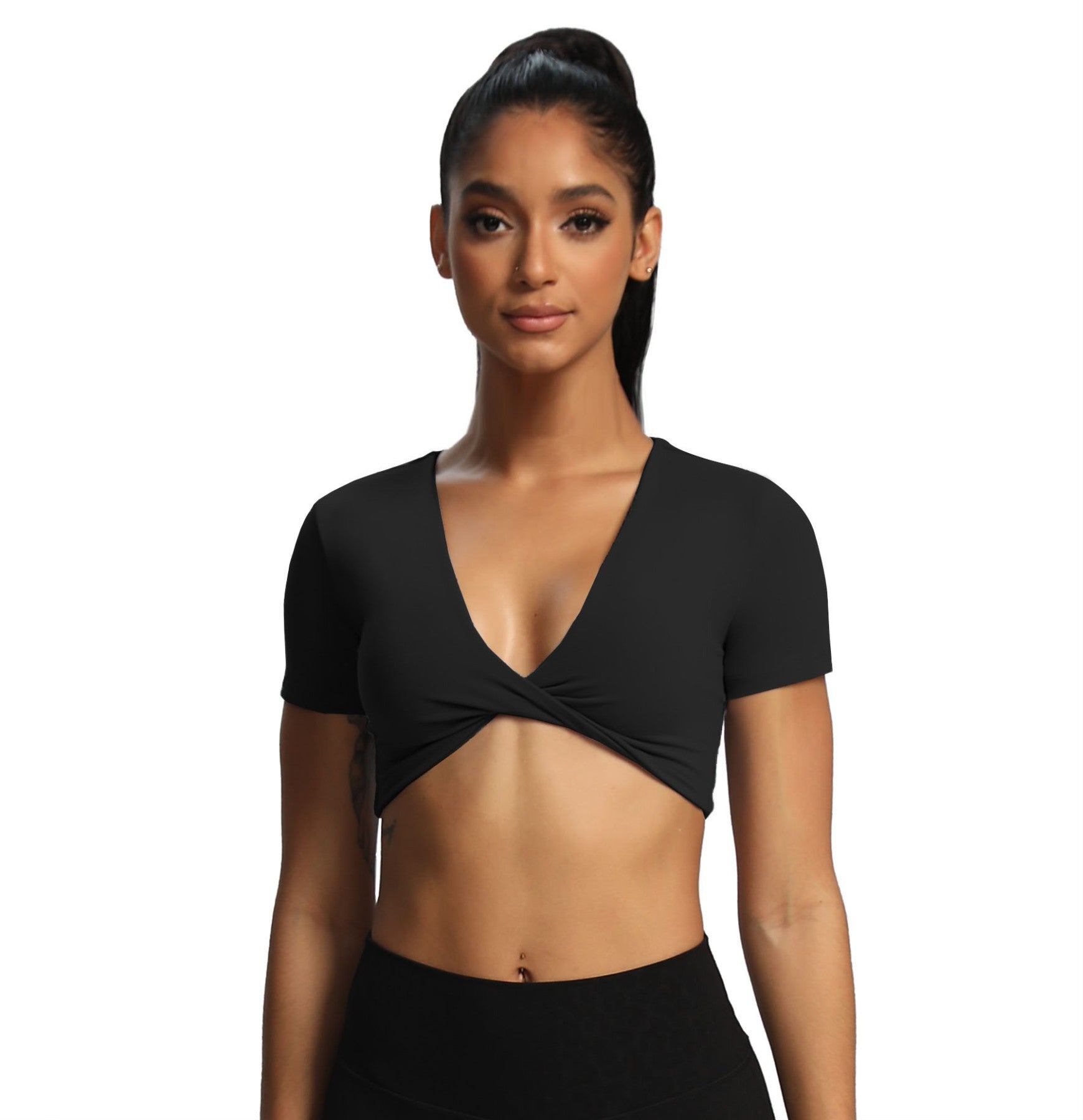 Aoxjox "Deep V Short Sleeve" Crop