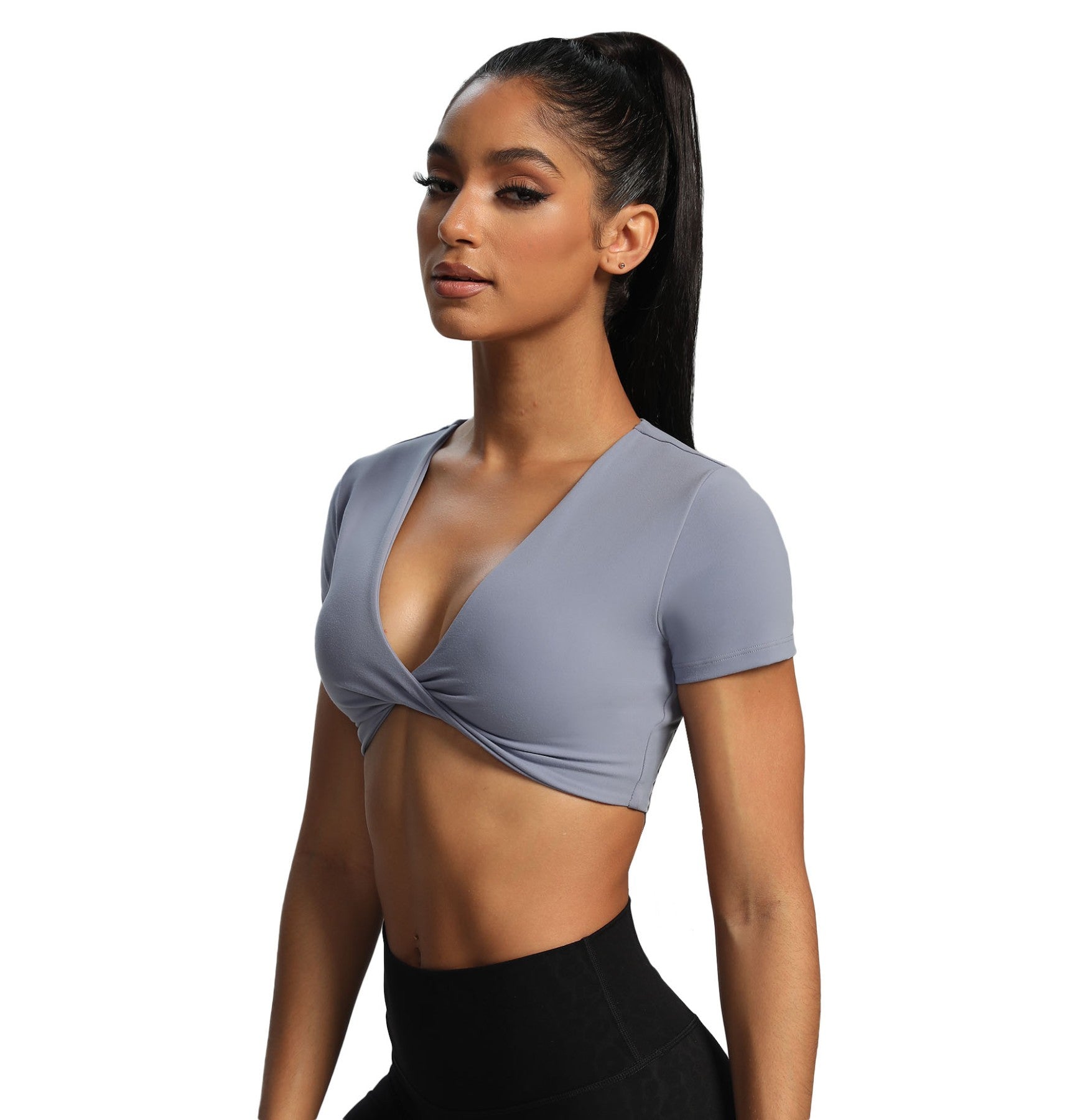 Aoxjox "Deep V Short Sleeve" Crop