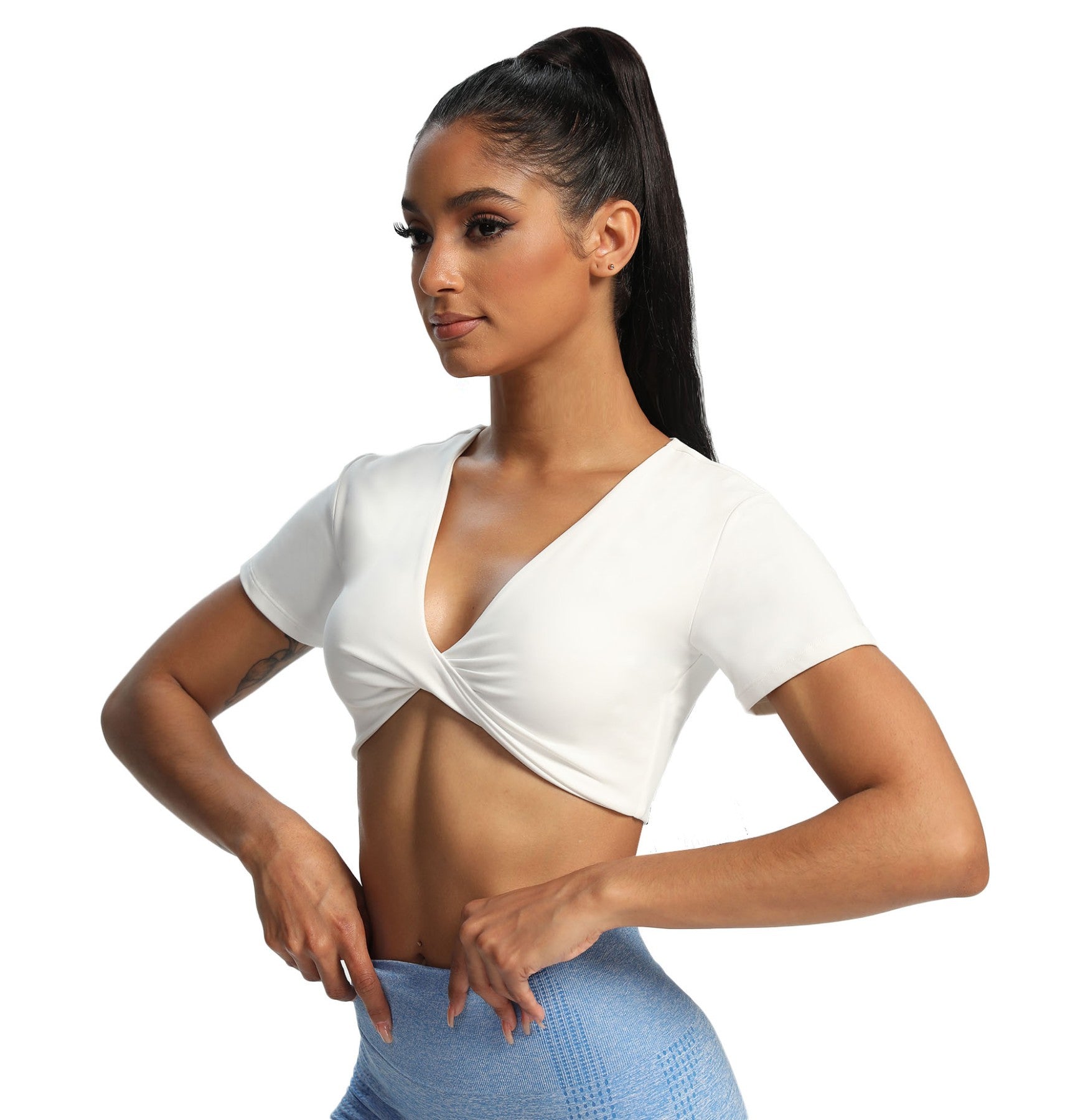 Aoxjox "Deep V Short Sleeve" Crop