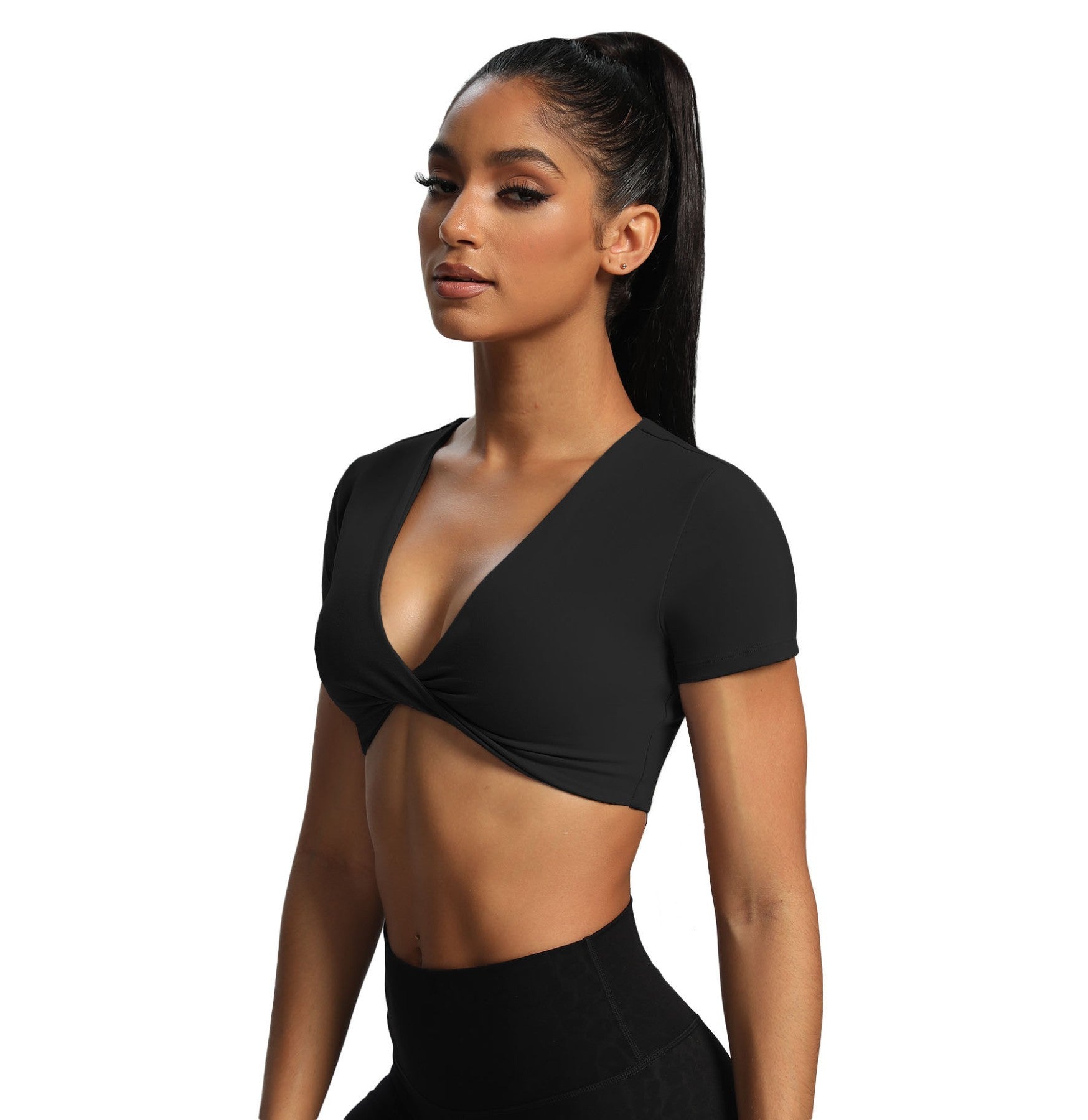 Aoxjox "Deep V Short Sleeve" Crop