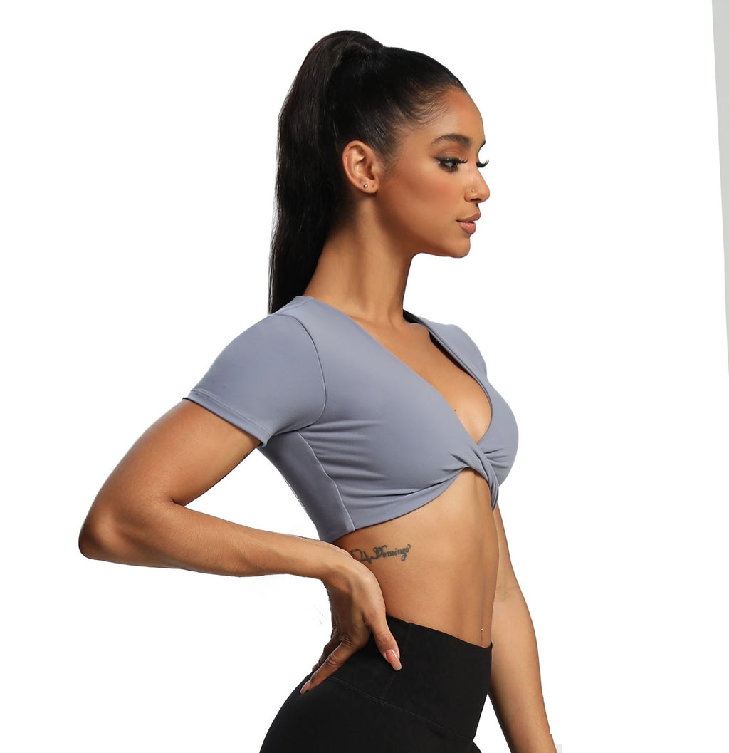 Aoxjox "Deep V Short Sleeve" Crop