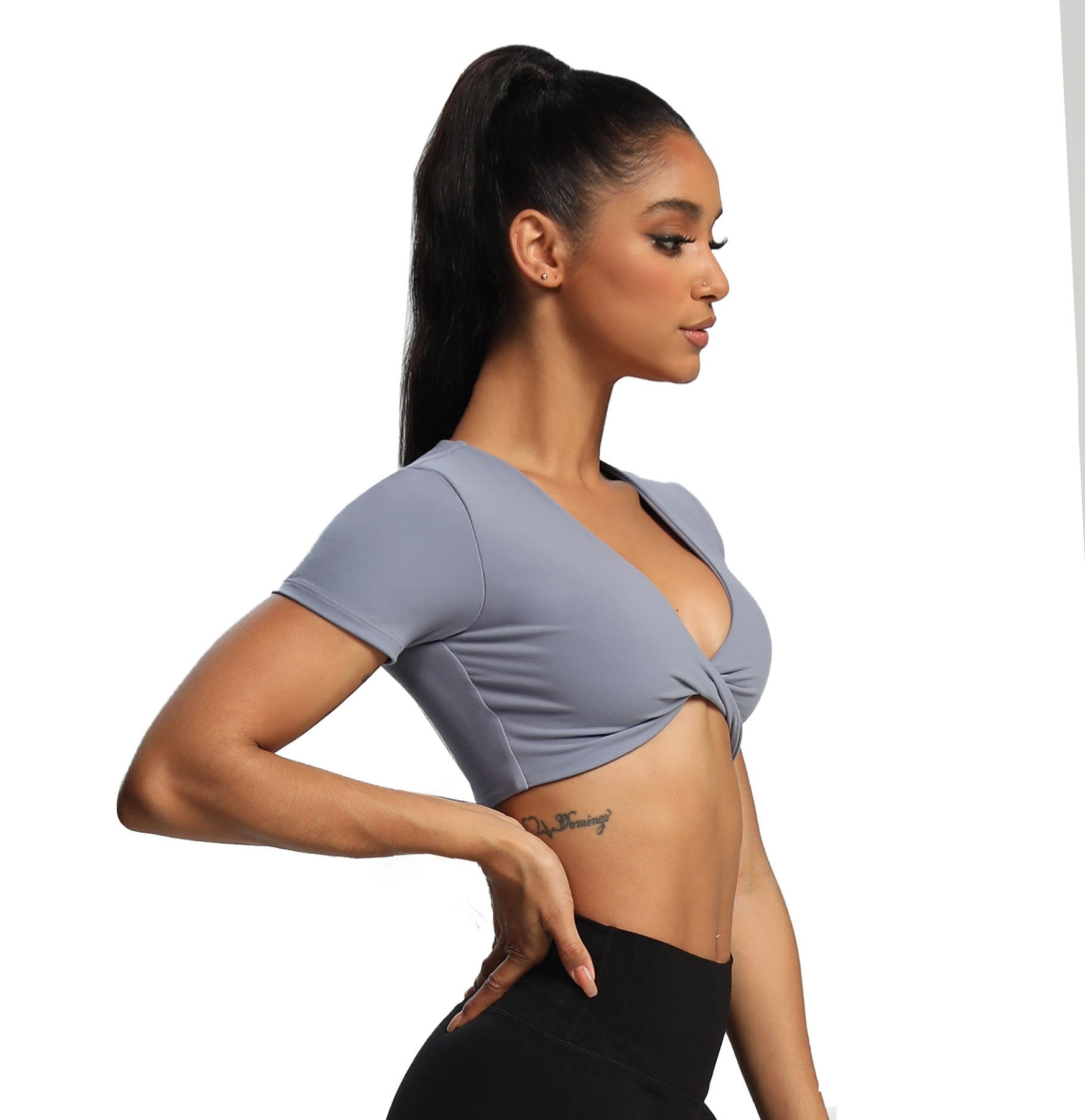 Aoxjox "Deep V Short Sleeve" Crop
