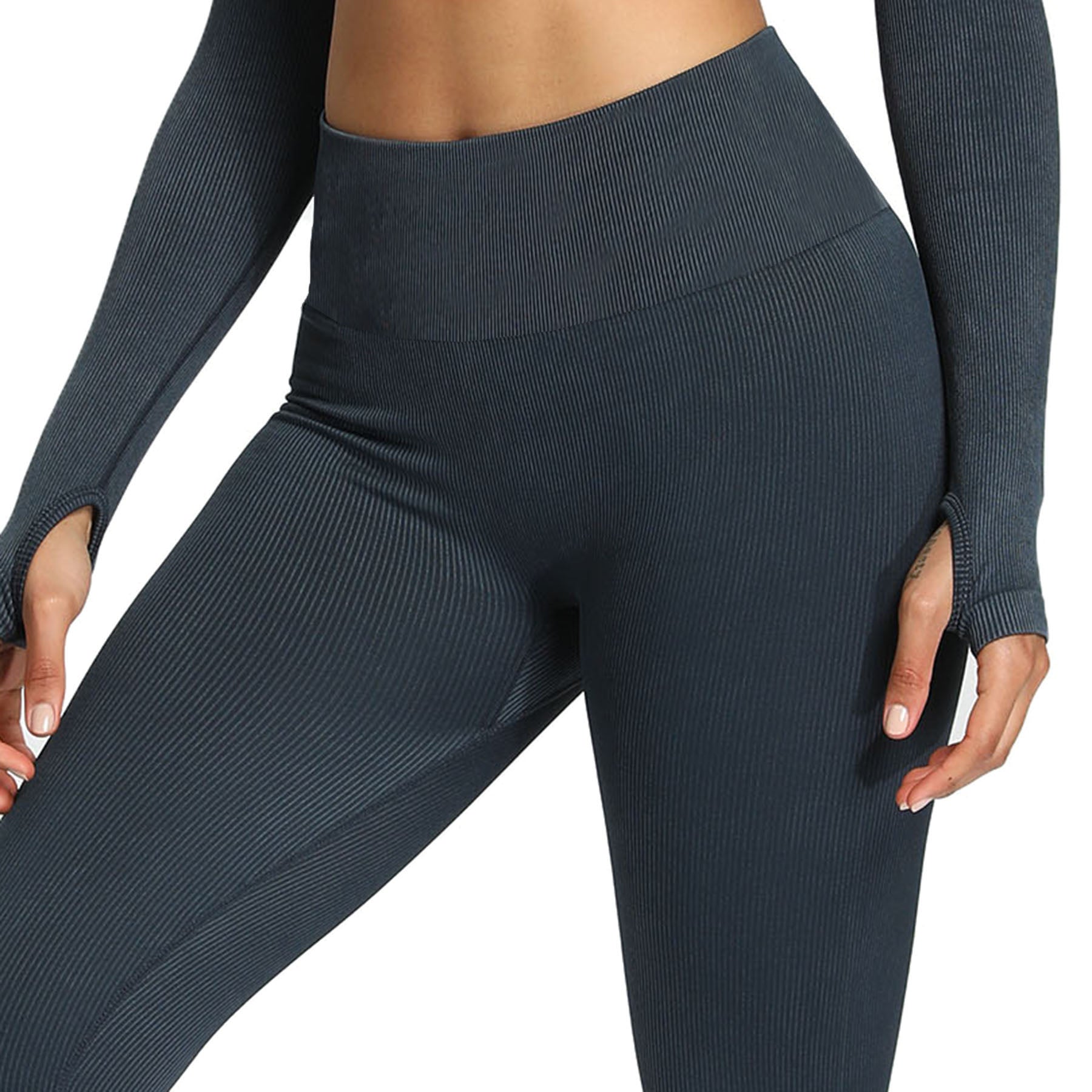 Aoxjox Women's Ribbed Washed Seamless Leggings